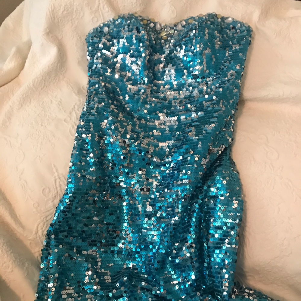 Fully Sequined Strapless Gown - image 4